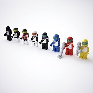 rigged lego space minifigures 3d model