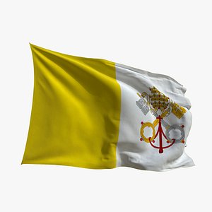 3D Realistic Animated Flag - Microtexture Rigged - Put your own texture - Def Vatican City model