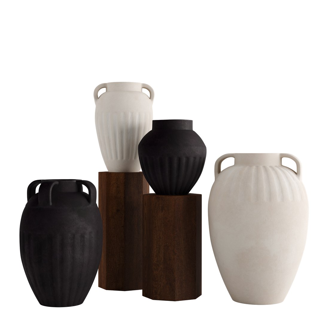 3D Grooved Ceramic Vases - TurboSquid 2105456