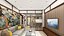 Japanese oriental living room house interior with shoji screen and modular furniture 2007