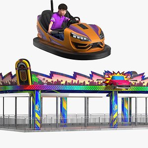 Bumper Cars Platform with Boy Rigged Collection for Maya model