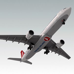 airbus a330-300 plane turkish 3d model