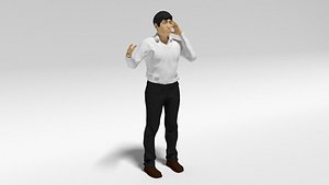 3D model cartoon man pain