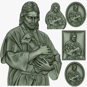 Jesus Christ with the lamb - low relief for CNC router or 3D printer 3D model
