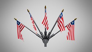 3D Wall Mount Flags 5 Of Liberia model