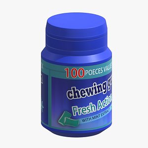 Chewing Gum Bottle Low Poly 3D