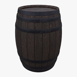 3D model old wooden barrel