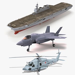 Izumo multi-purpose destroyer with Aircraft 3D model