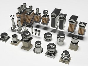 Roof vents and chimney asset package 3D model