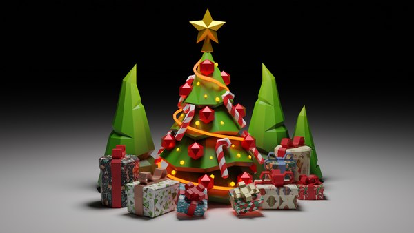 3D CHRISTMAS TREE BEAUTIFUL WITH GIFTS Low-poly 3D model - TurboSquid ...