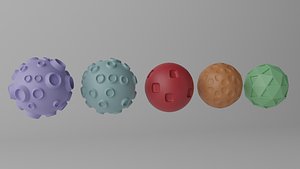 Cartoon Cute Planet Moon Star Collection 3D model
