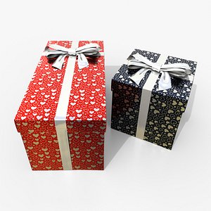 Gift Boxes - Square and Rectangular Duo with Glossy Ribbon Bow