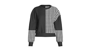 Girls Houndstooth Half Panel Drop Shoulder Sweatshirt 3D model