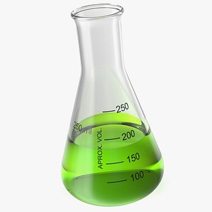 Narrow Mouth Erlenmeyer Flask 250 ml with Acid 3D