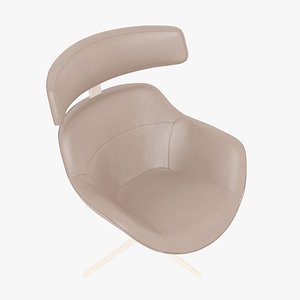 3D Cassina 277-12 Auckland Arm Chair Beige Leather White Body