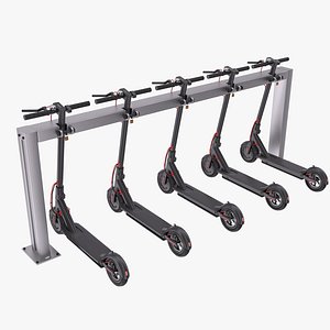 3D Electric Rental Station With Scooters