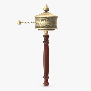 3D Tibetan Buddhist Hand Held Prayer Wheel model