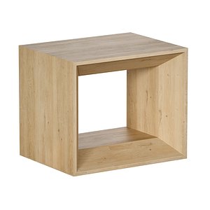 Vernon Natural Wood Side Table with Drawer Crate and Barrel 3D model