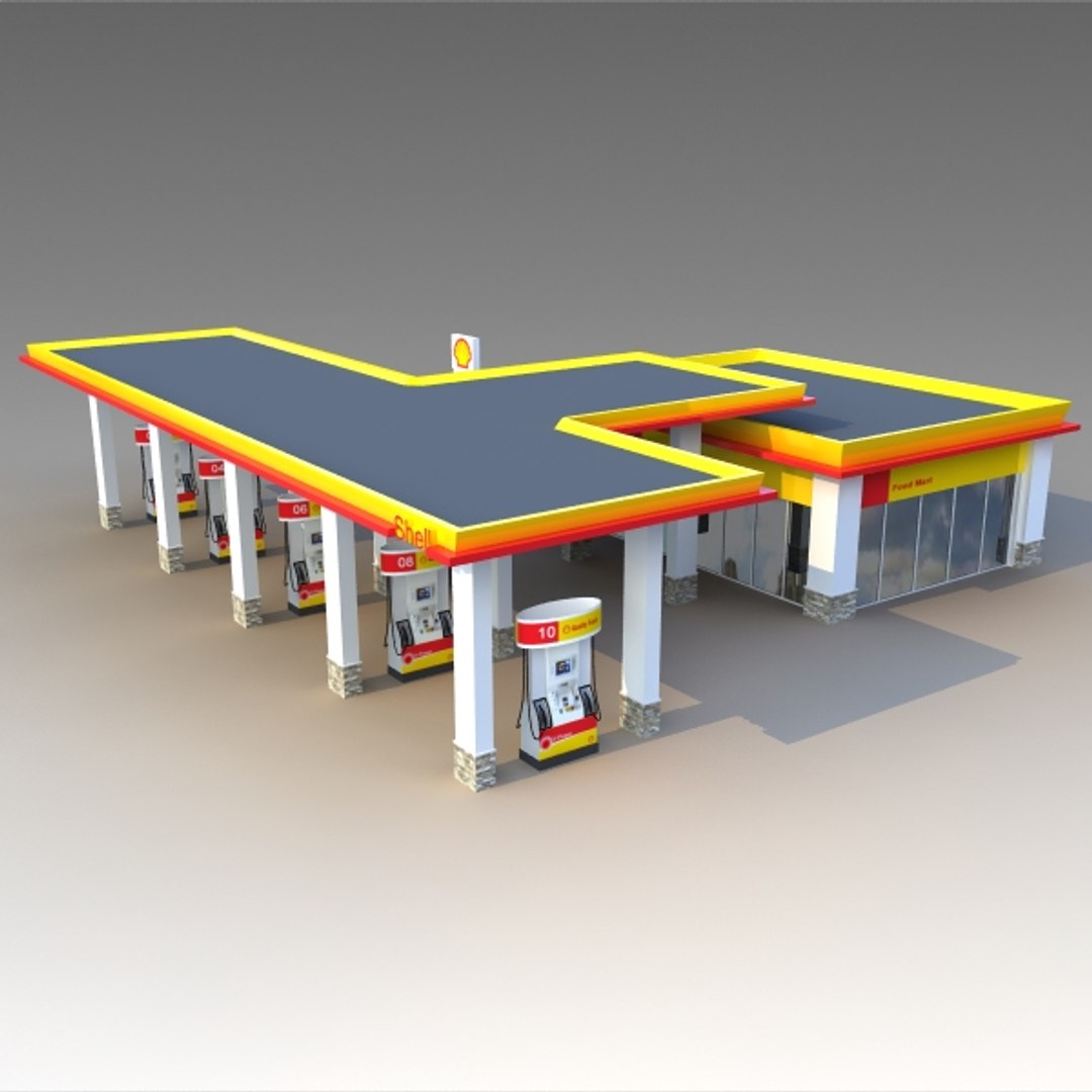 3d Gas Station Shell