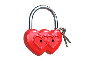 Two Hearts Padlock 3D model