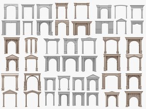 Arched facade columns doorway pilaster 3 3D model