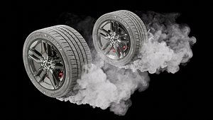 Car Wheels Burnout Smoke VDB Animation 3D model