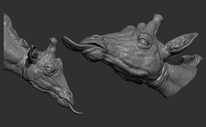 3D Giraffe head with tongue model