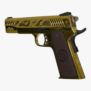 3D Golden 1911 Pistol model