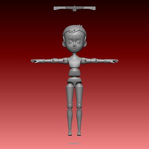 3D Marioneta nene anime 001 Anime boy puppet 001 model