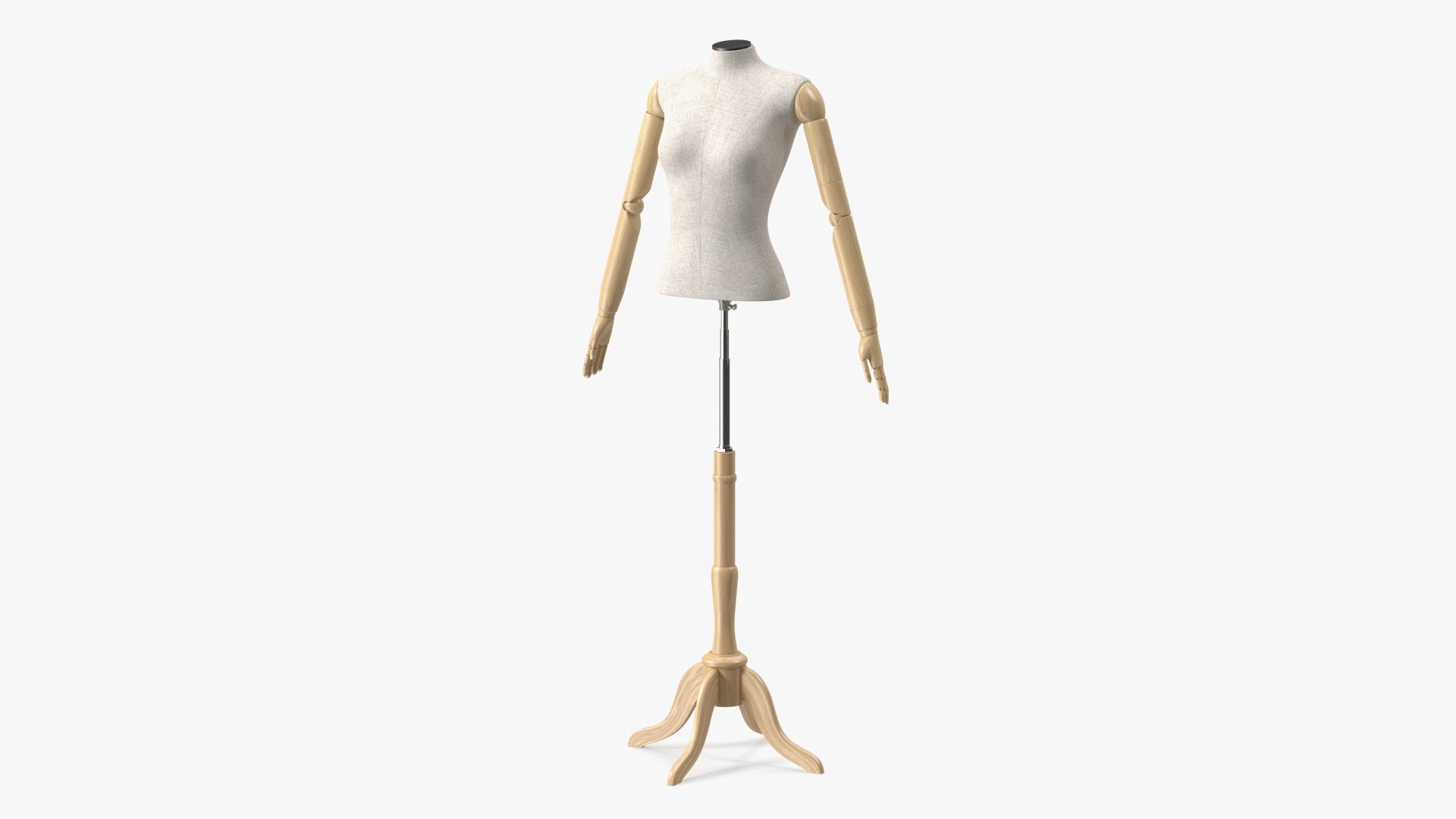 Female Flexible Half Body Mannequin Headless with Wooden Base 3D model preview
