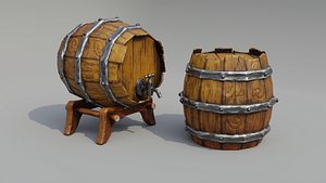 3D Stylized Barrel - Low poly model