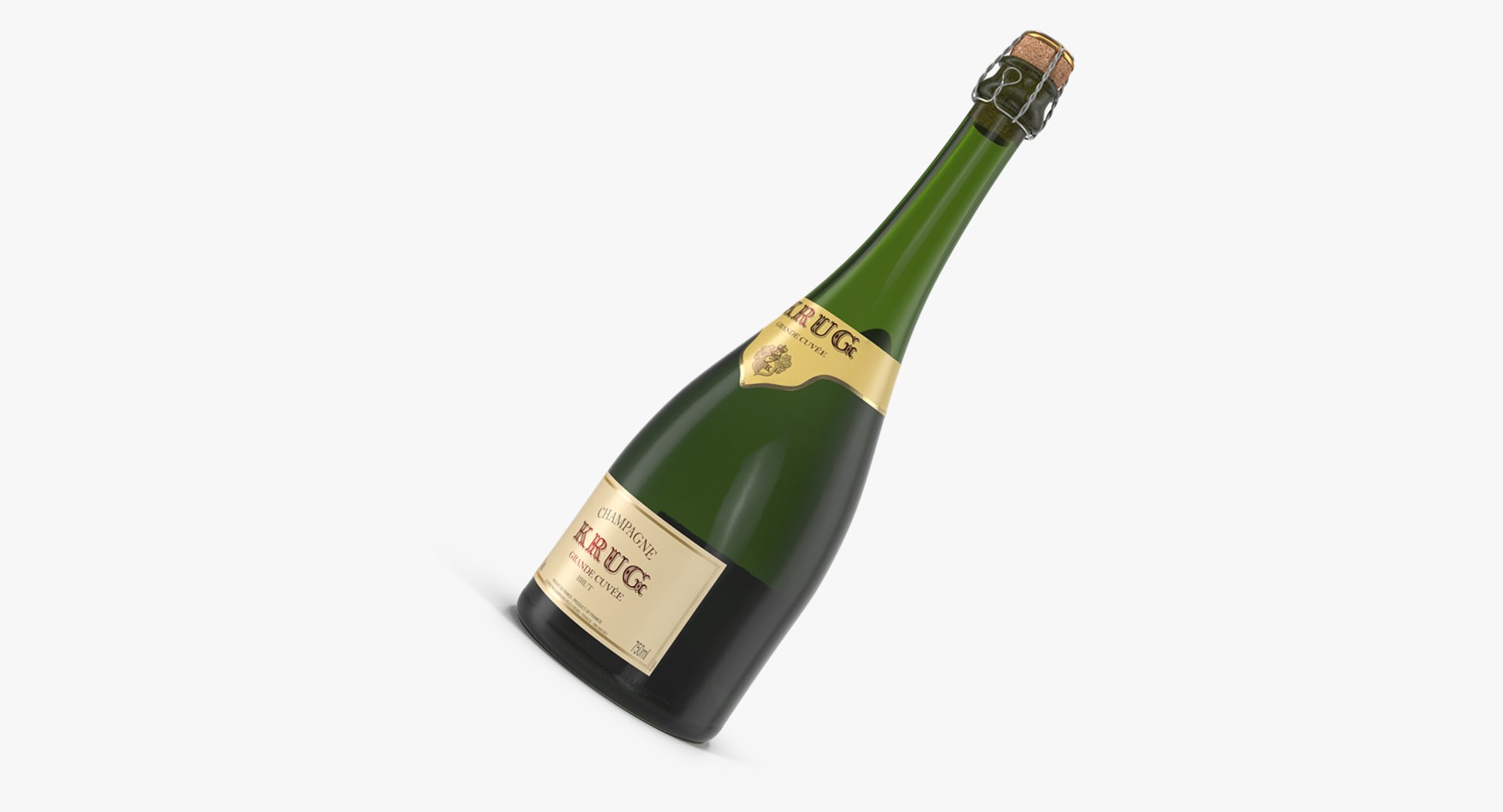 Champagne Bottle Krug Foil Top Removed 3D model preview