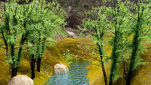 3D model trees pond