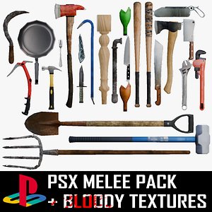 3D model PSX Melee Weapons Pack With Bloody Textures