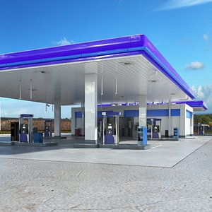 3D model Gasoline Station Blue