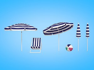 Summer - Beach  Pack -- Umbrella Sun Parasol Chair Lounger Bal