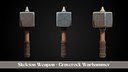 Stylized Skeleton Weapon - Graverock Warhammer low-poly 3d model