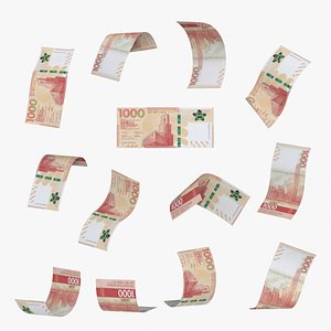 HongKong 1000 Dollars Falling Notes 3D model
