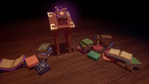 Stylized Magic Books Game Ready