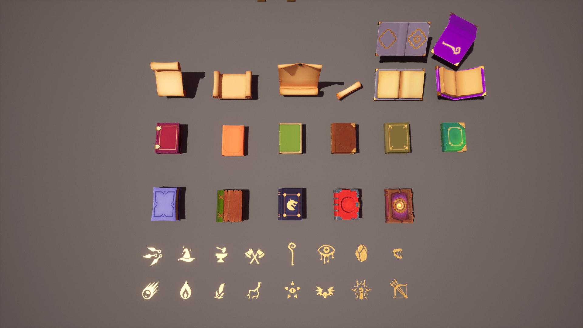 3D Stylized Magic Books Game Ready https://p.turbosquid.com/ts-thumb/mL/IMnWYb/VP/product_shot_06/jpg/1687828405/1920x1080/fit_q87/8c03c8fc79dbf4aa8f6890276ba18fbb4ce4c6eb/product_shot_06.jpg