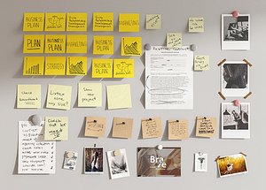 White Board Tack Board Wall Corkboard  Rectangular Office Pin Notice Board Sticky Notes Bulletin Pin 3D model