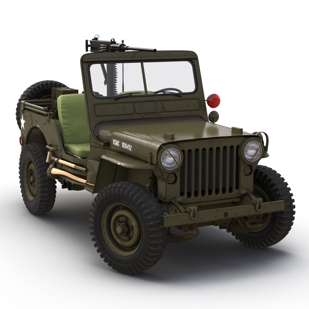 3d military jeep car willys