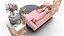 Interno del soggiorno rosa tenue con mensola decorativa