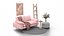 Interno del soggiorno rosa tenue con mensola decorativa