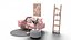Interno del soggiorno rosa tenue con mensola decorativa