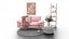 Interno del soggiorno rosa tenue con mensola decorativa