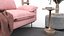 Interno del soggiorno rosa tenue con mensola decorativa