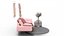 Interno del soggiorno rosa tenue con mensola decorativa