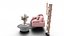 Interno del soggiorno rosa tenue con mensola decorativa