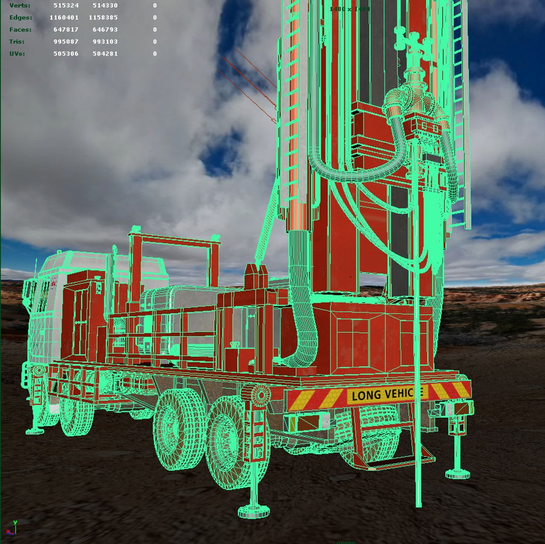 Water Drilling Rig Truck 3d Obj